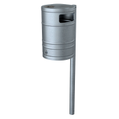 Litter bin 40l, with ash tray | hot dipped galvanized | with standingpost 60x1300mm